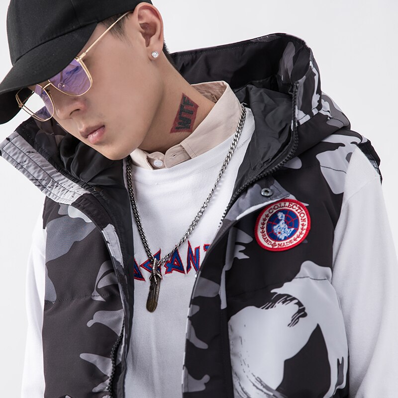 Hommes Gilet camouflage Gilet hiver coton rembourré sans manches veste bouffante manteaux Outwear hommes épaissir Gilet 4XL