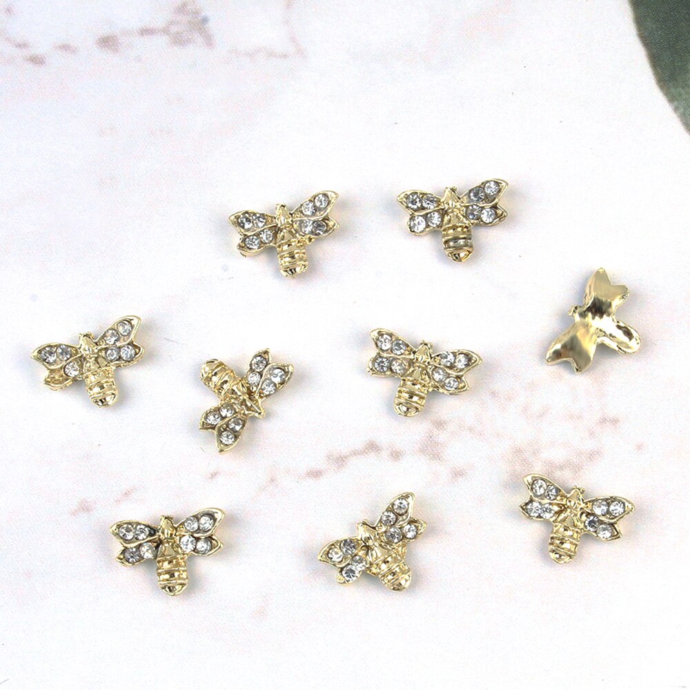 Insekt metal nail art charm 3d legeret bi/edderkop/møl krystal rhinsten smykker dekoration perle perle manicure tilbehør