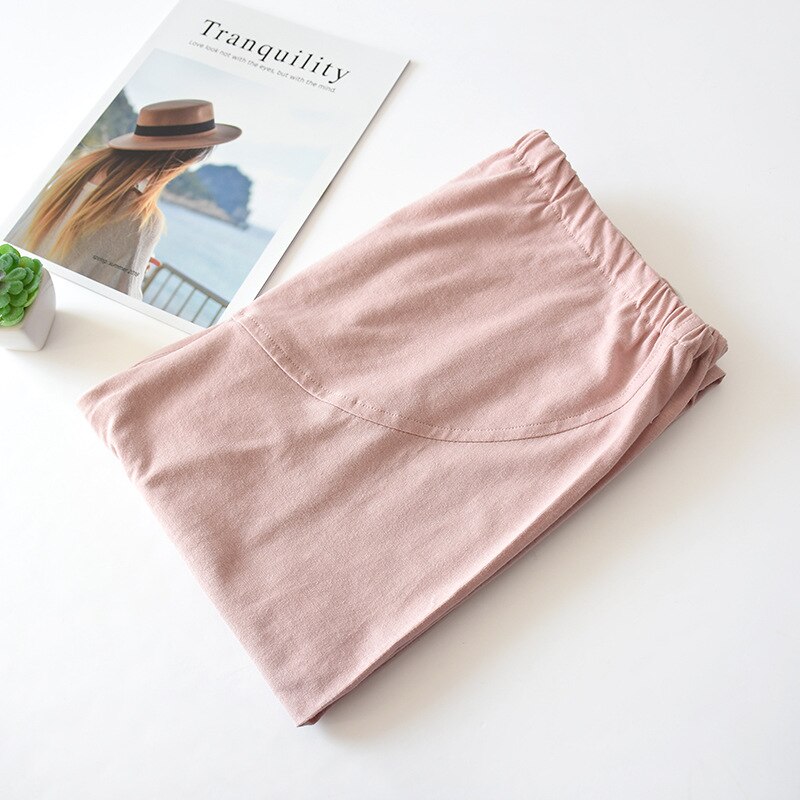 Bomullsblandning plus size xl gravidhembyxor gravida kvinnor lediga sovbyxor för graviditet nattkläder kläder: Rosa / L