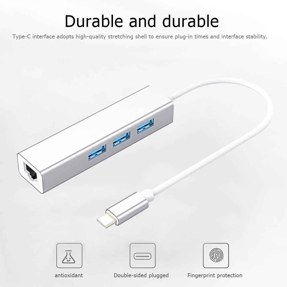 S81-U3-C Mulit Ports Zinn-beschichtete Kupfer Leiter für PVC Typ-C Männlichen zu RJ45 3 USB 3,0 Weibliche computer USB-C Splitter