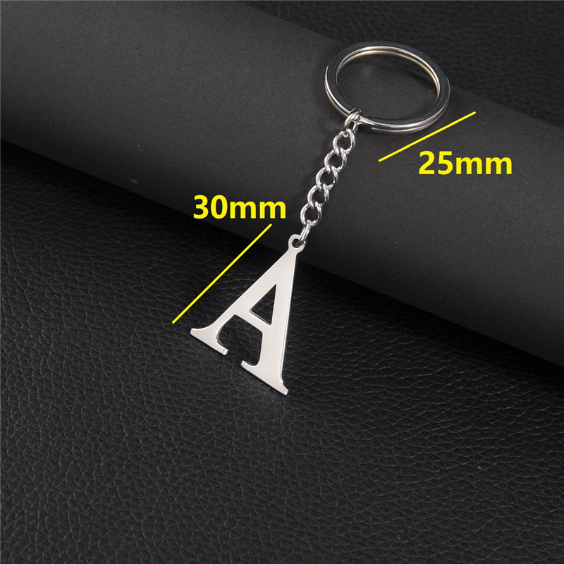 Punk diy az bokstäver nyckelring kvinnor metall initial hänge nyckelring ring för män trend 26 alfabet nyckelring väska tillbehör