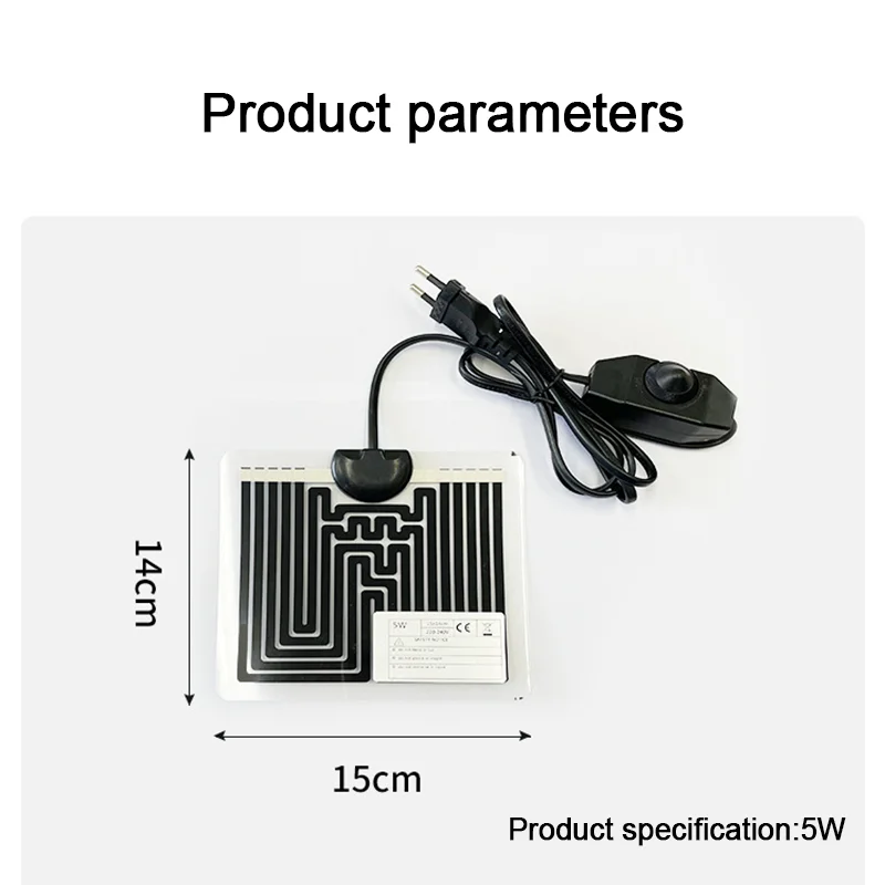 1Pc Fish Tank Heating Mat EU Plug Low Temperature Waterproof Moisture-proof Adjusting Temperature 0-50℃ For Turtles Snakes: WHITE