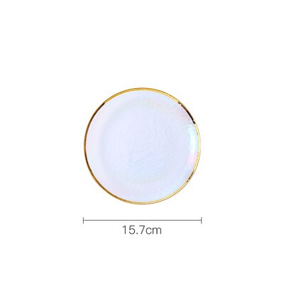 Colorful glass tableware plate Dessert salad bowl Western dish dinner tray fruit plate dinnerware sets plate: 6inches plate