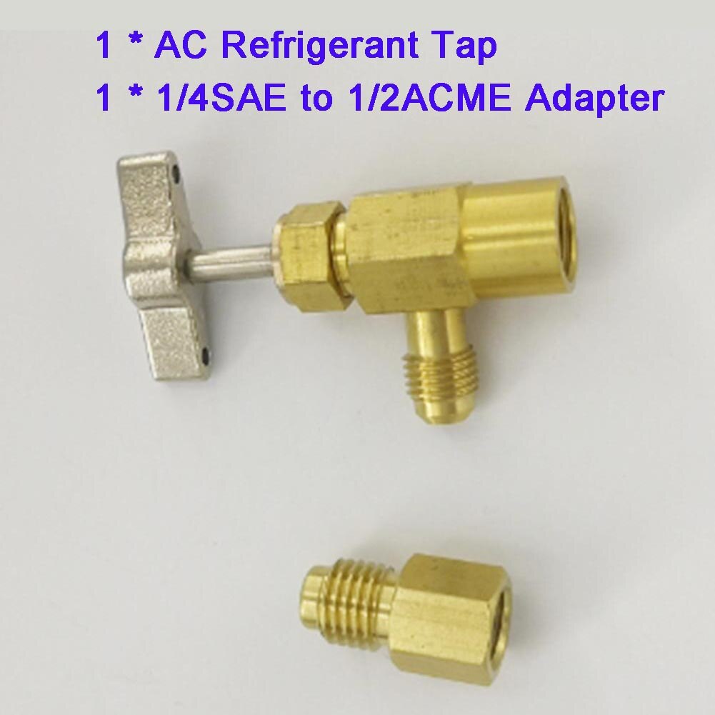 R134a Refrigerant Can Bottle Tap Tapper Opener Connector 1/4" SAE M16 Valve For All R-134a Cans With 1/2 ACME Threads