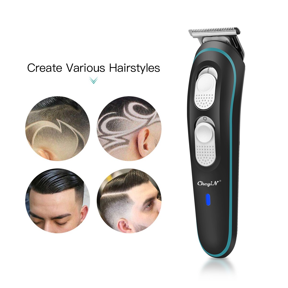 CkeyiN Cortadora de cabello eléctrica para hombres Recortadora de cabello inalámbrica práctica de bajo ruido con 4 peines de límite para adultos y niños