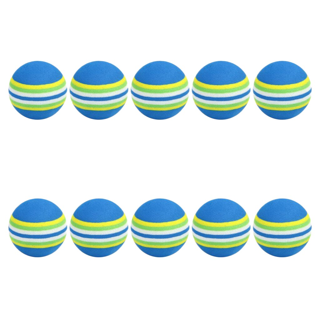 Pelotas de entrenamiento de goma EVA para principiantes, pelota suave de 42mm con rayas de arcoíris, palo de Golf, 10 piezas