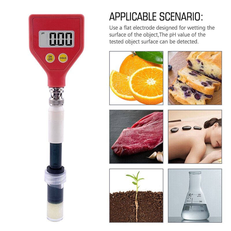 PH98109 Digital Skin PH Meter For Beauty Health Surface pH Electrode Tester for Soil Leather Paper Hair Emulsion Acidity Meter