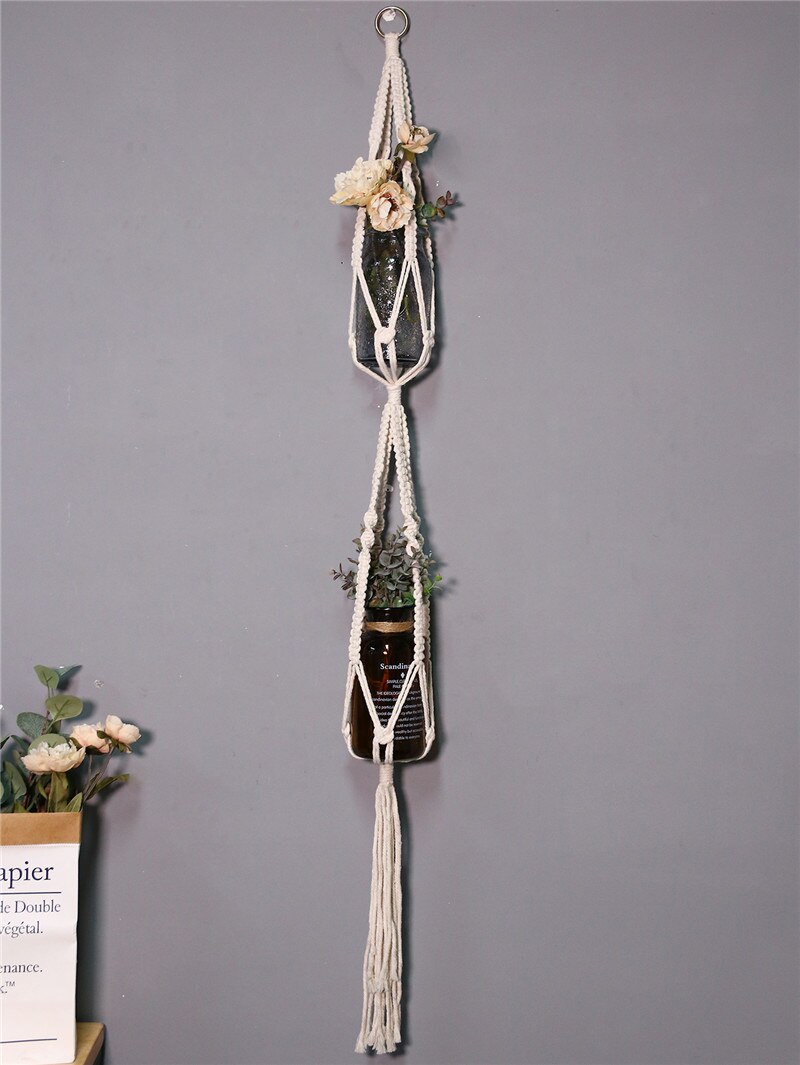 macrame hanging planter macrame wall hanging plant hanger hanging basket flowers garden hanging pot garden decoration balcony: M0226