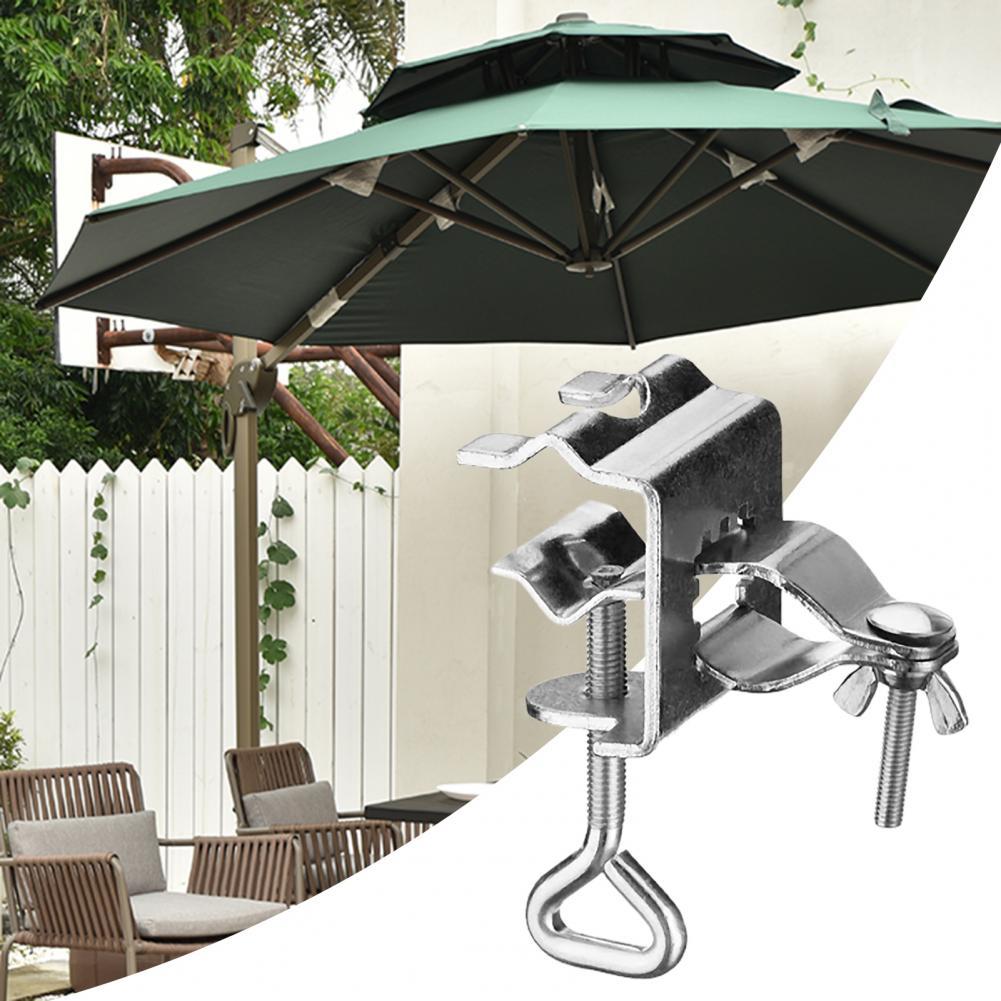 Portable Non-slip Table Umbrella Clamp Alloy Garden Windproof Table Parasol Stand for Balcony