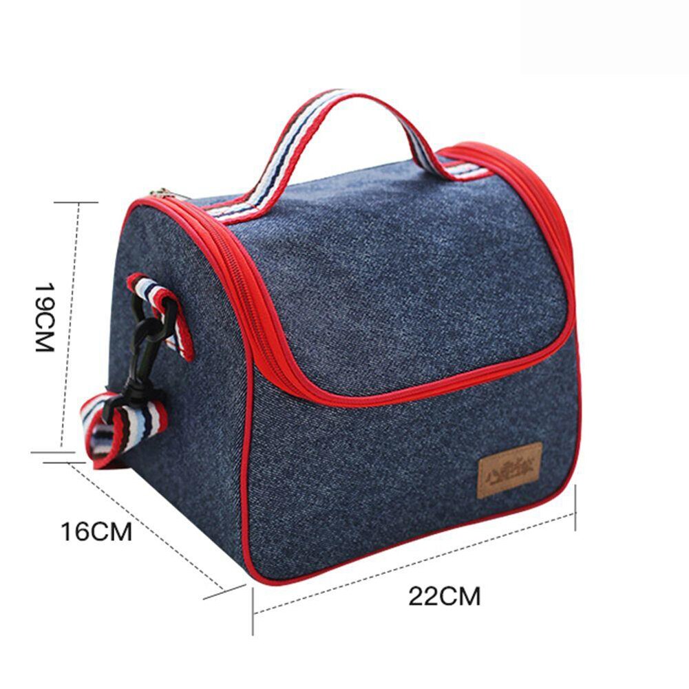 Portable Tote Heat Insulated Lunch Storage Cooler Food Box Denim Thermal Bag Portable Heat-insulated Cooler Lunch Box Tote: 10
