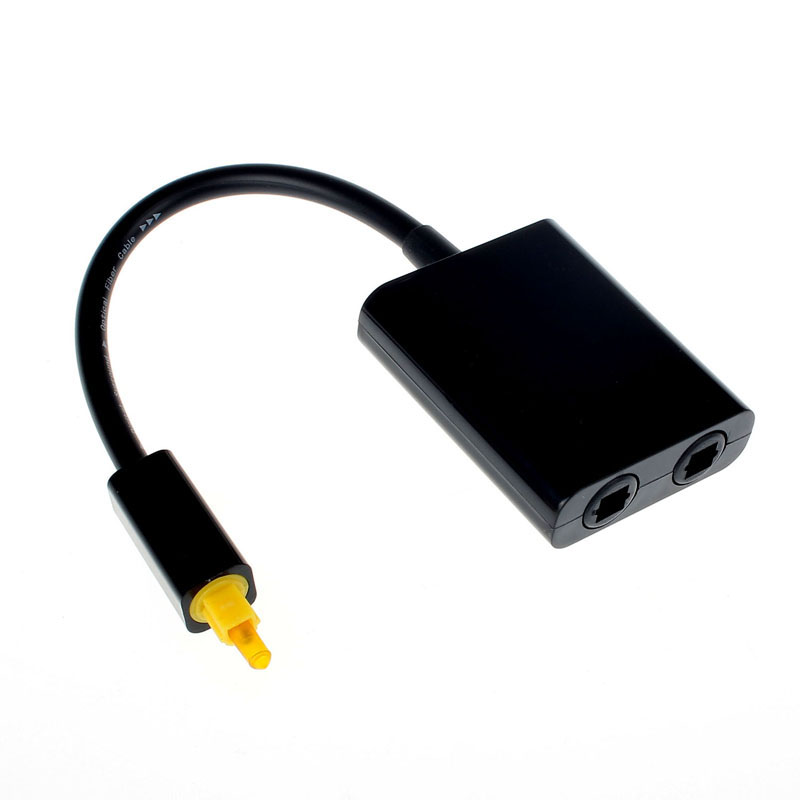 Audio Glasvezel Adapter 1 Ingang 2 Uitgang Dual Port Toslink Een Verdelen In Twee Audio Patch Cord Splitter glasvezelkabel: Black