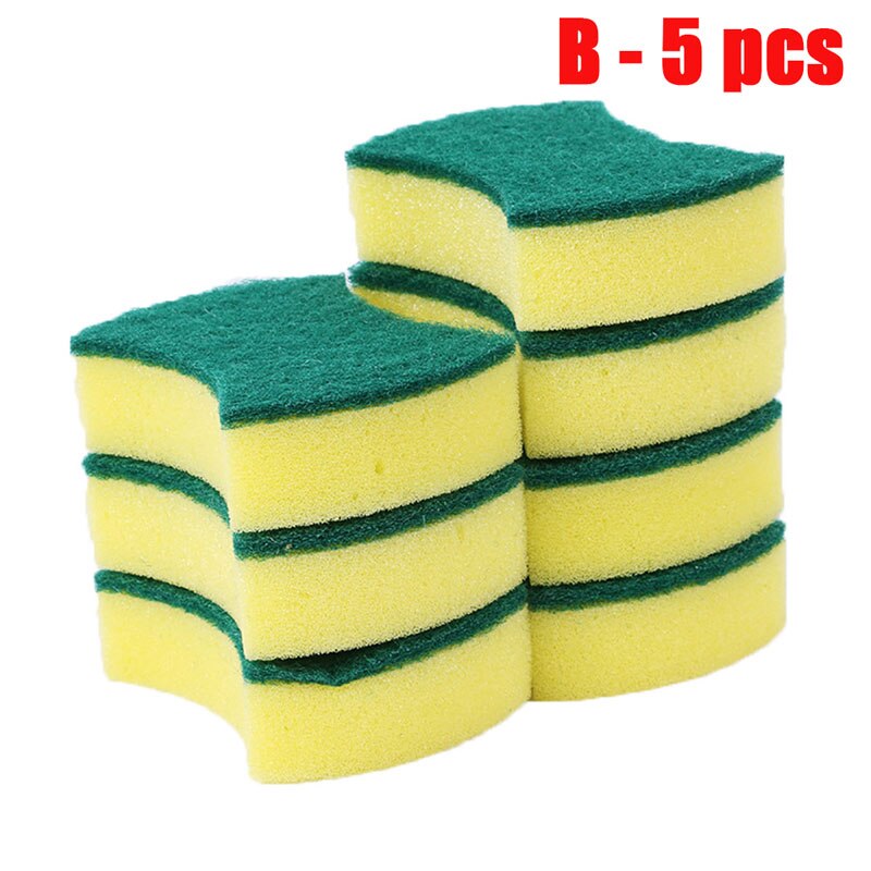 Dishwashing Sponge Kitchen Nano Emery Clean Rub Pot Rust Focal Stains Sponge Removing Kit Cleaning Brush Sponges Scouring Pads: B - 5pcs