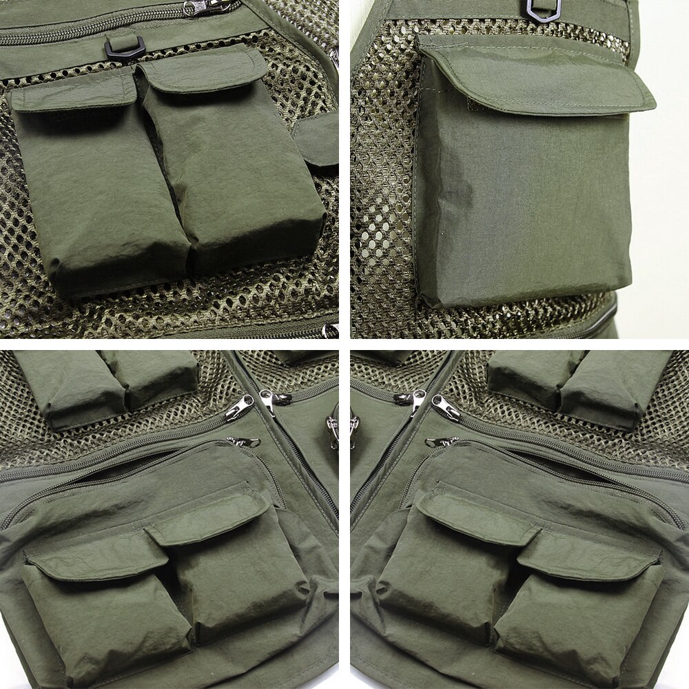 Gilet da pesca gilet da pesca traspirante da viaggio con tasche Multiple con cerniera gilet da lavoro estivo per escursioni all'aperto