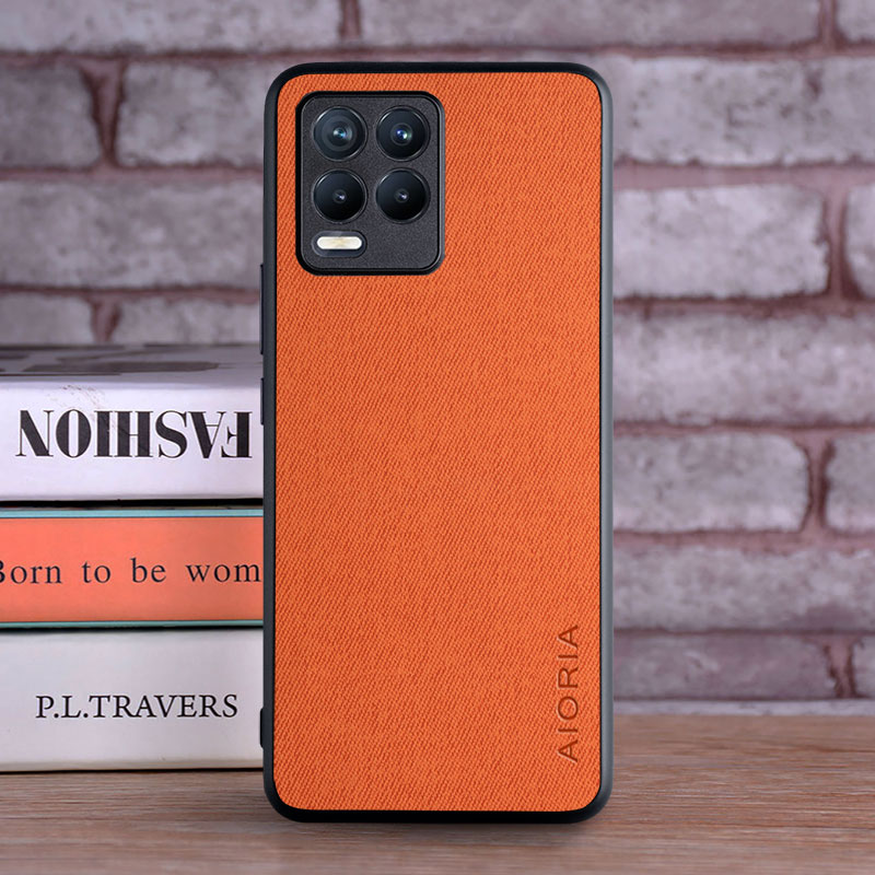 Case for OPPO Realme 8 Pro 8i Realme 8 5G coque Luxury textile Leather soft hard phone cover for oppo realme 8 pro case funda: ABS / Orange