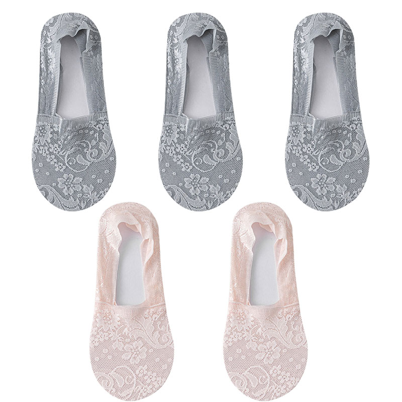 5 par/lote calcetines de mujer calcetines náuticos verano transpirable silicona antideslizante fino Invisible tobillo calcetín transparente corto Sox: Oro