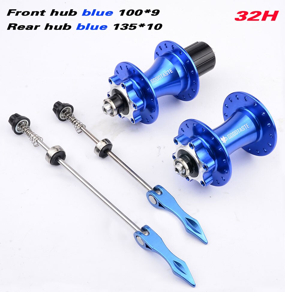 Goodtaste Mountain bike hub 4 bearing rear hub rear 10*135mm QR100*15 12*142mm through 28/32/36 hole disc brake bicycle hub MTB: front rear blue