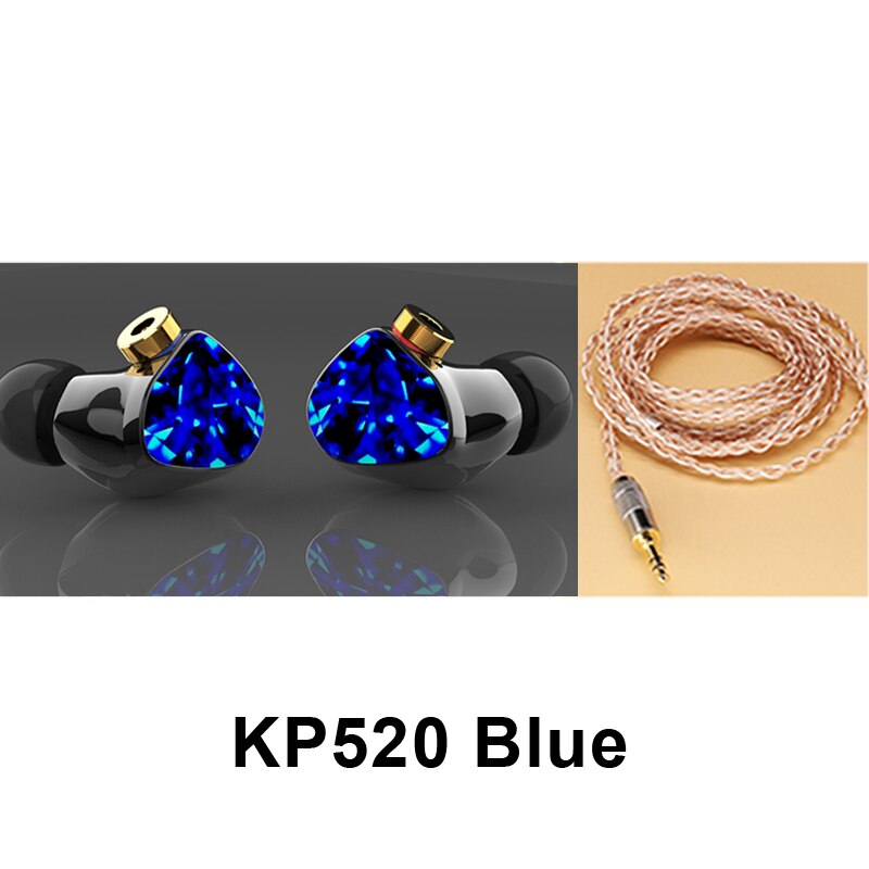 NICEHCK KP520 In-Ear Headphones - Orthodynamic 3D Silicone Membrane - MMCX IEM DJ Bass Music Sport Earphones: Blue