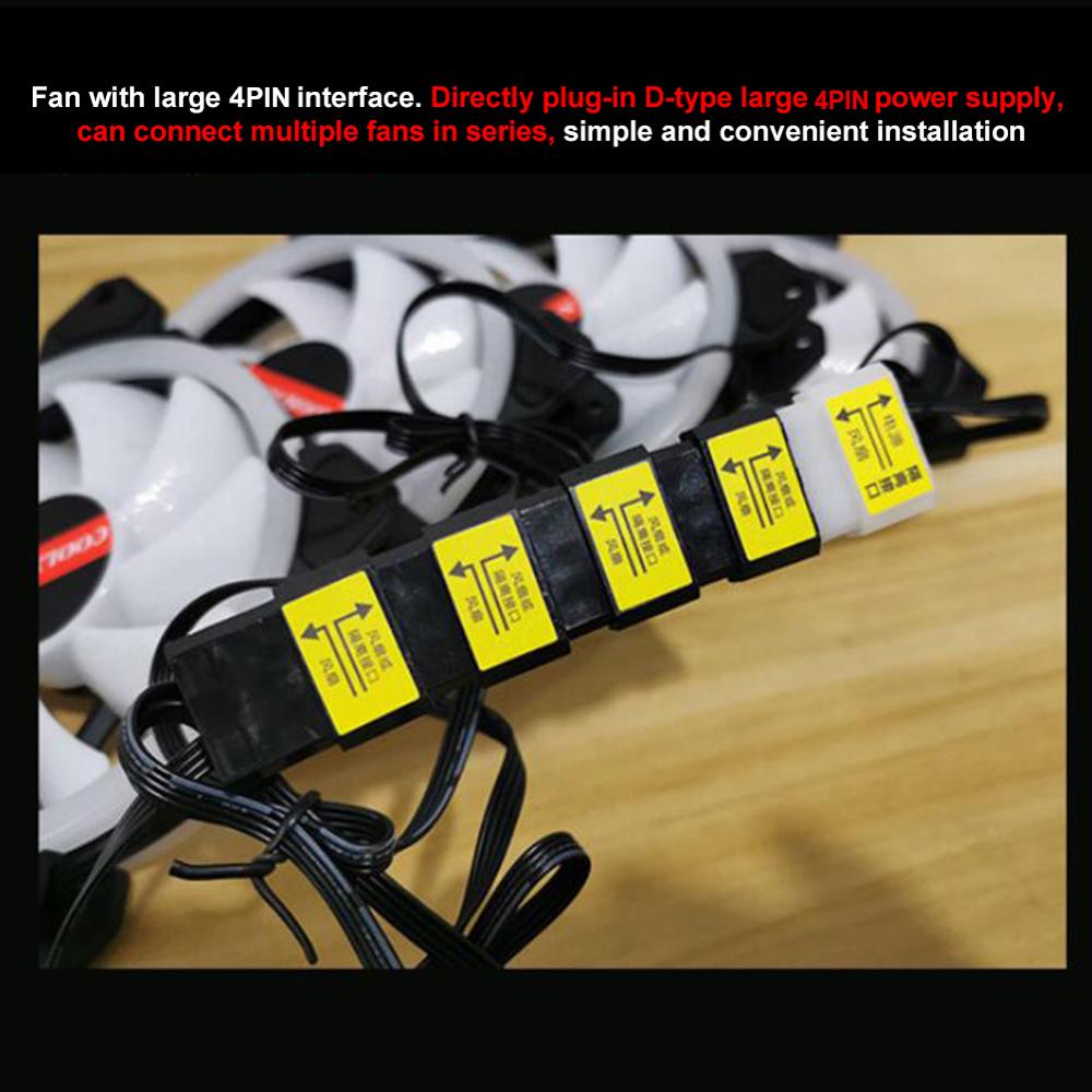 Computer Case Fan 120mm 4Pin 12V Quiet Cooling Fan RGB LED High Airflow CPU Cooler