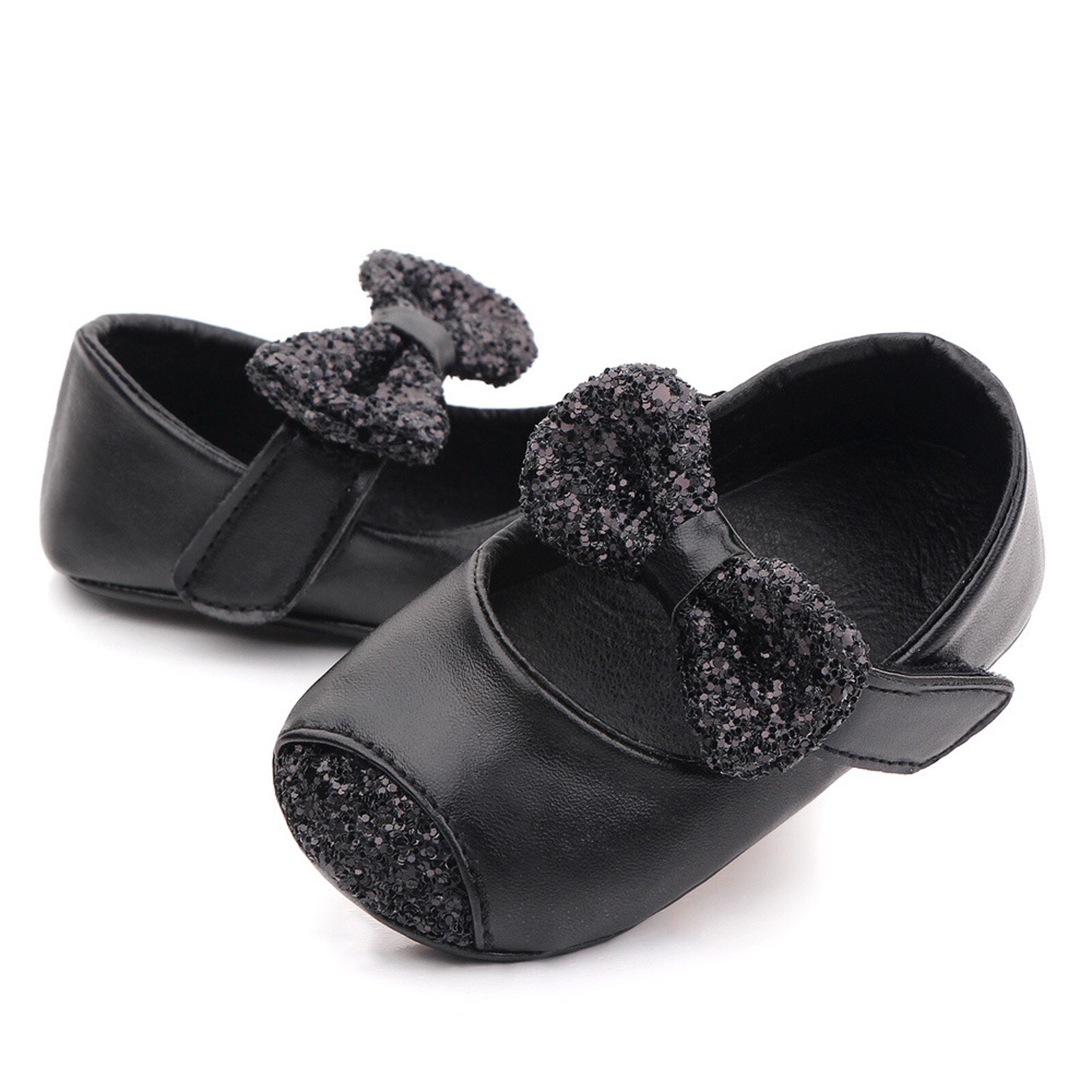 Spring Kids Princess Leather Shoes For Baby Girls Bowknot Sequins Baby Girls Soft Sole Footwear First Walking Wedding Shoes