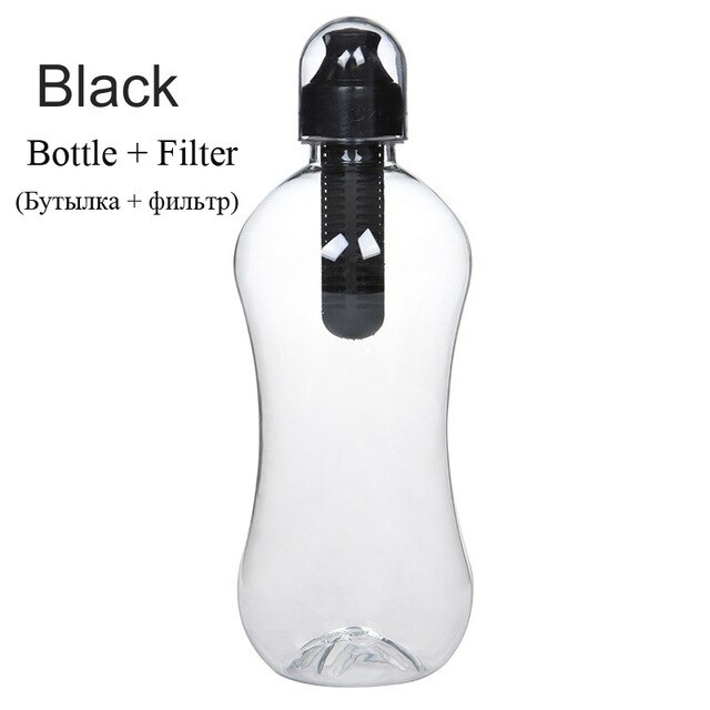 filtro de hidratación al aire libre de 18,5 onzas, botella de filtro de carbón activado para bicicleta: Black
