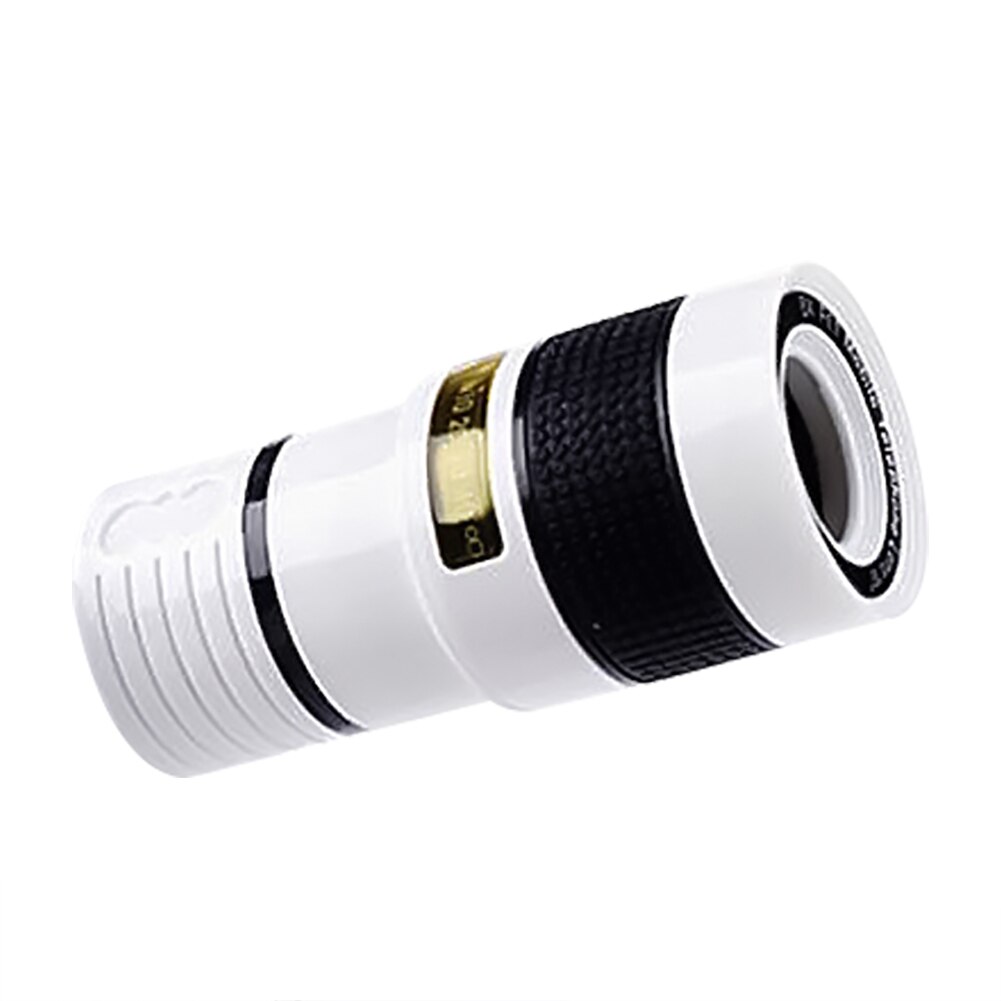 Universal 12X HD Zoom Telescope Phone Camera External Telephoto Lens with Clip Camera External Telephoto Lens with Clip Telescop: White