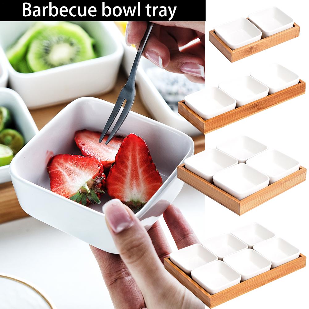 Ceramic Small Square Bowl Mini Bowl Multi-Color Dessert Sauce Vinegar Dishs Porcelain Dinner Sets Tableware Tray Kitchen Stuff