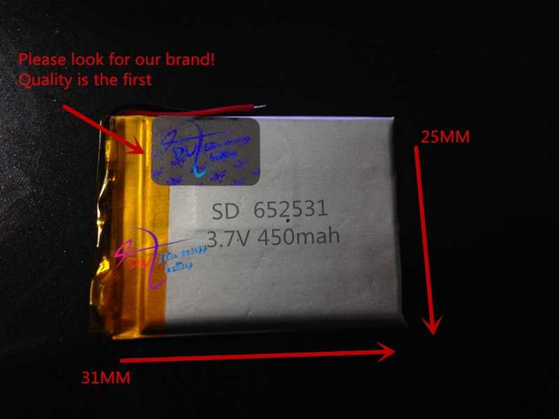 3.7 V lithium polymeer batterij 582528 652531 602528 450 MAH MP4 PSP GPS