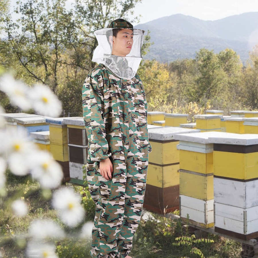 Beekeeper Smock Suit One-Piece Beekeeping Uniform Veil Protection Outfit Beekeeper Equipment Beekeeping Suit