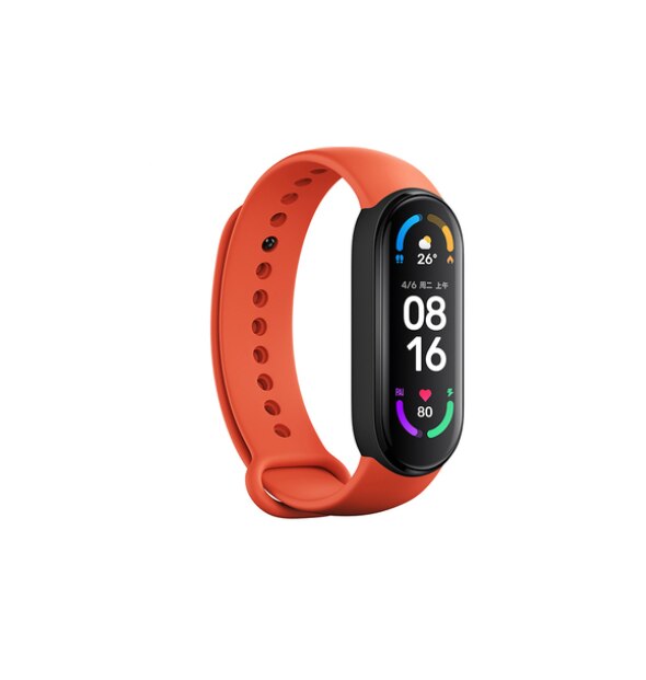 100% Originele Xiaomi Mi Band 6 Band Accessoire Siliconen Polsband Vervanging Zachte Tpu Xiaomi Armband 5 Kleur Voor Miband 6: Orange