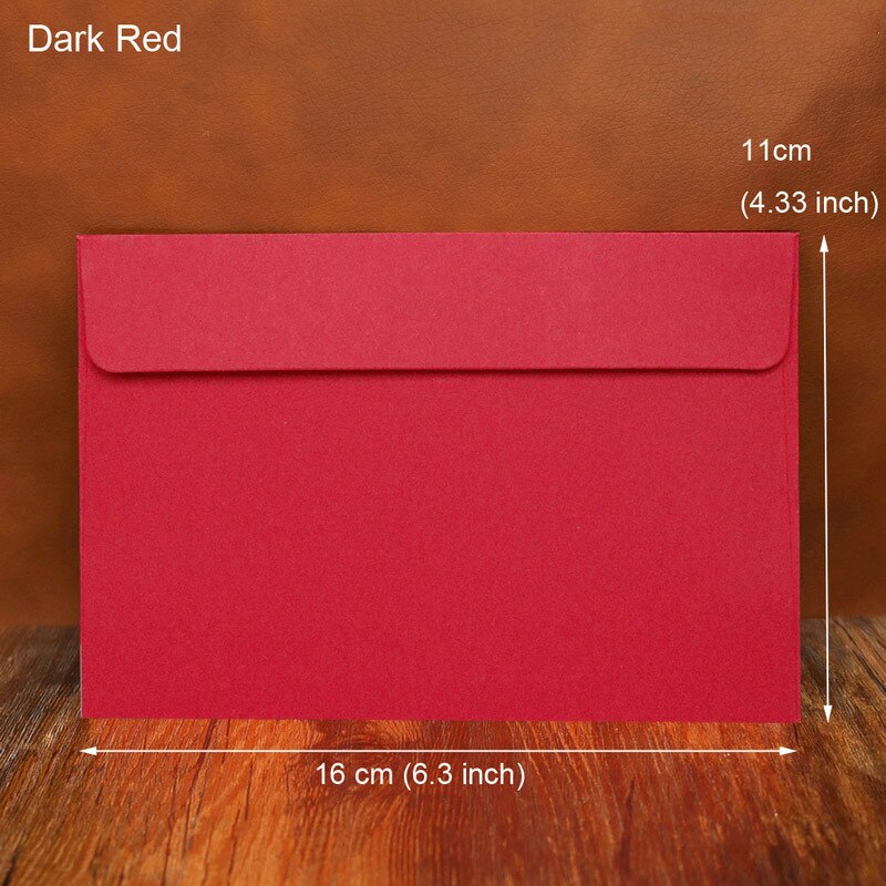 20Pcs Solid Color Envelopes Postcard Package Kraft Paper Bag Brief Style For Wedding Invitations Letters Greeting Cards Valentin: Dark Red