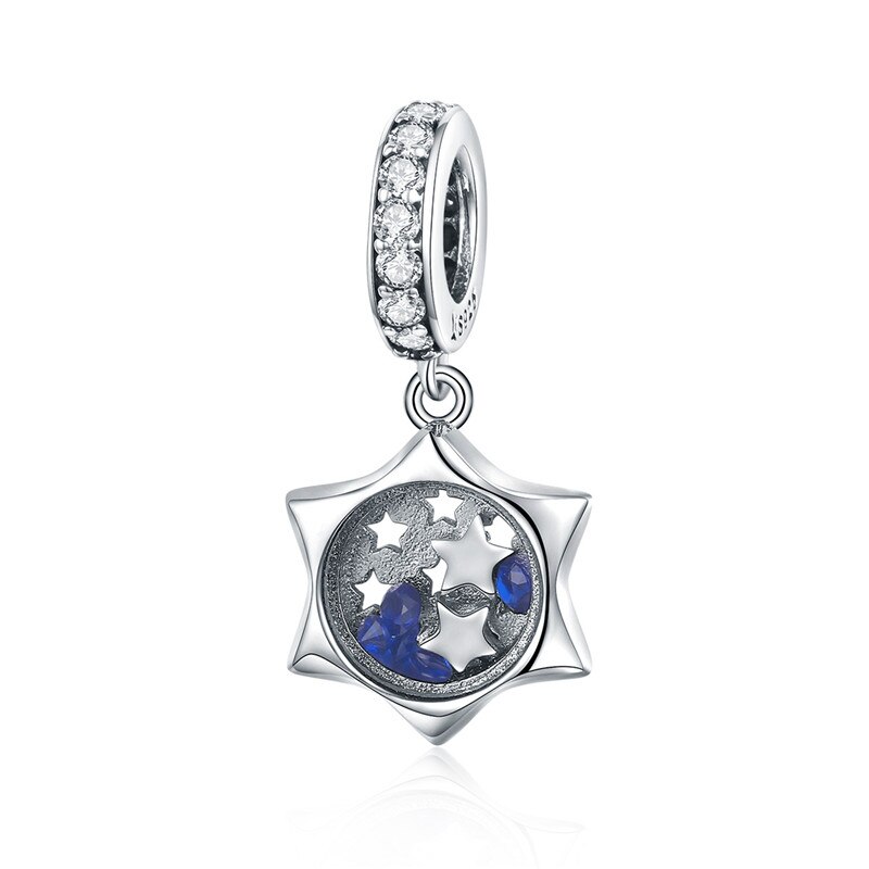 fit Europe Bracelet Silver 925 Original Blue Universe Planet Star Moon Beads S925 Astronomical Space UFO Charms Jewelry Making