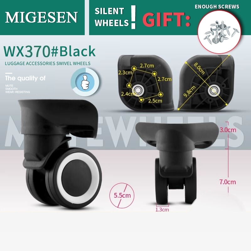 1 Pair of Universal Luggage Wheel Replacement Silent Balanced Wear-Resistant Universal Caster Luggage Accessories: Light Grey