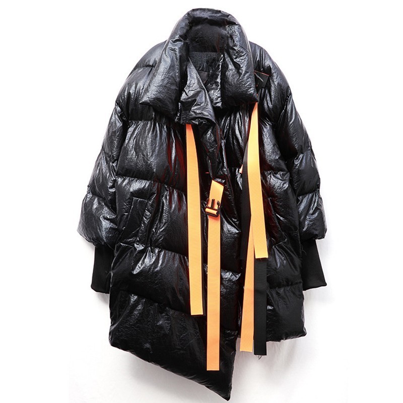 CHICEVER rubans femmes hiver doudoune col montant à manches longues asymétrique veste femme vêtements marée