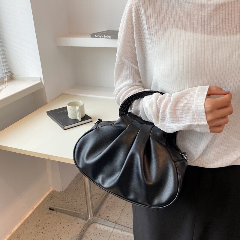 Borsa da donna a tracolla monospalla portatile in stile occidentale per tutte le partite: Black