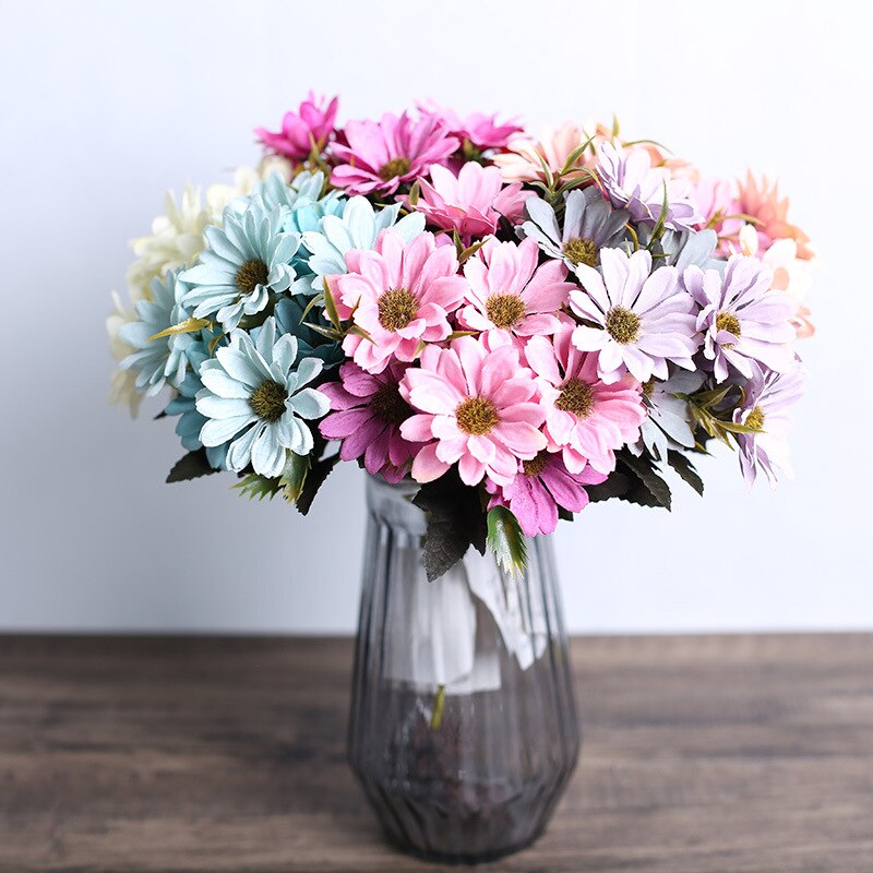 10 Hoofd Kunstbloemen Gerbera Tak Handgemaakte Diy Bloem Muur Boeket Nep Bloem Home Banket Bruiloft Kerst Decoratie