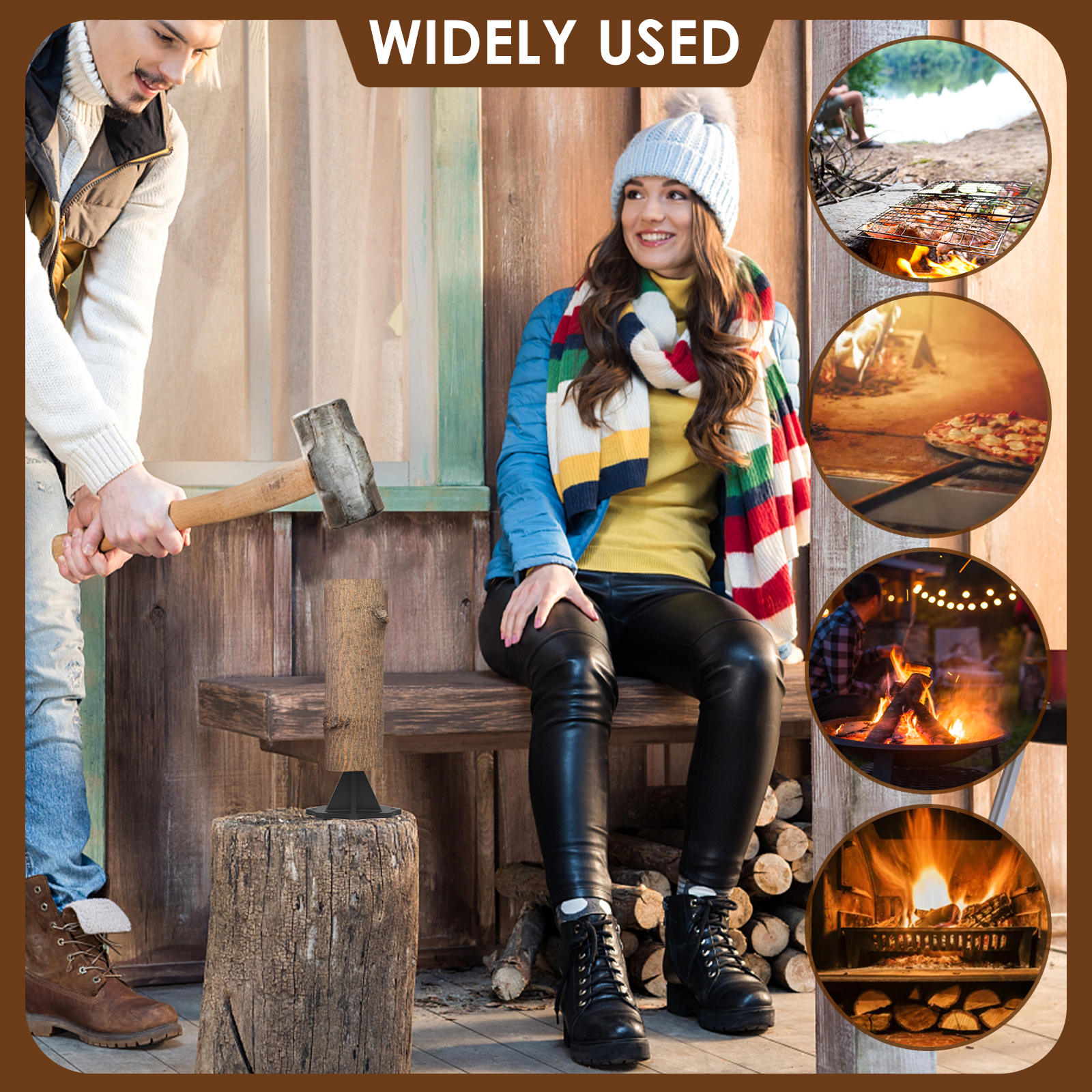 Wood Splitter Manual Log Splitter Kindling Splitting Tool High Carbon Steel Woods Splitting Stand Firewood Splitting Drill Bit