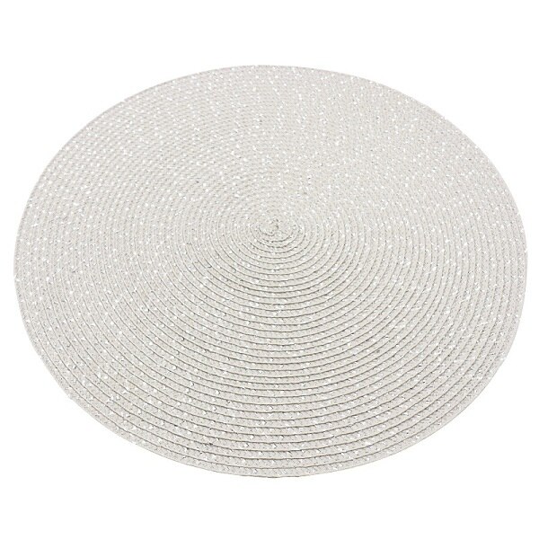 1pc 38 x 38 cm runde coaster isolering bordmåtter puder pvc bord dækkeservietter skridsikre måtter kaffe te dækkeservietter køkken dekoration: Hvid med pailletter