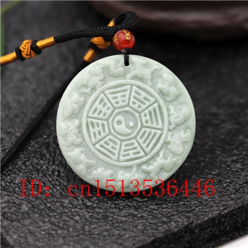 Natural Chinese Zodiac Carved Jade Pendant White Green Tai Chi Gossip Necklace Charm Jewellery Lucky Amulet