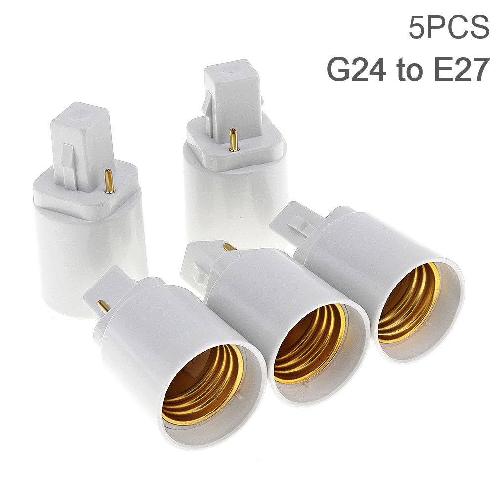 5 unids/lote G24 a E27 adaptador de Base de bombilla soporte de casquillo de lámpara LED convertidor de luz Universal con 2 pines
