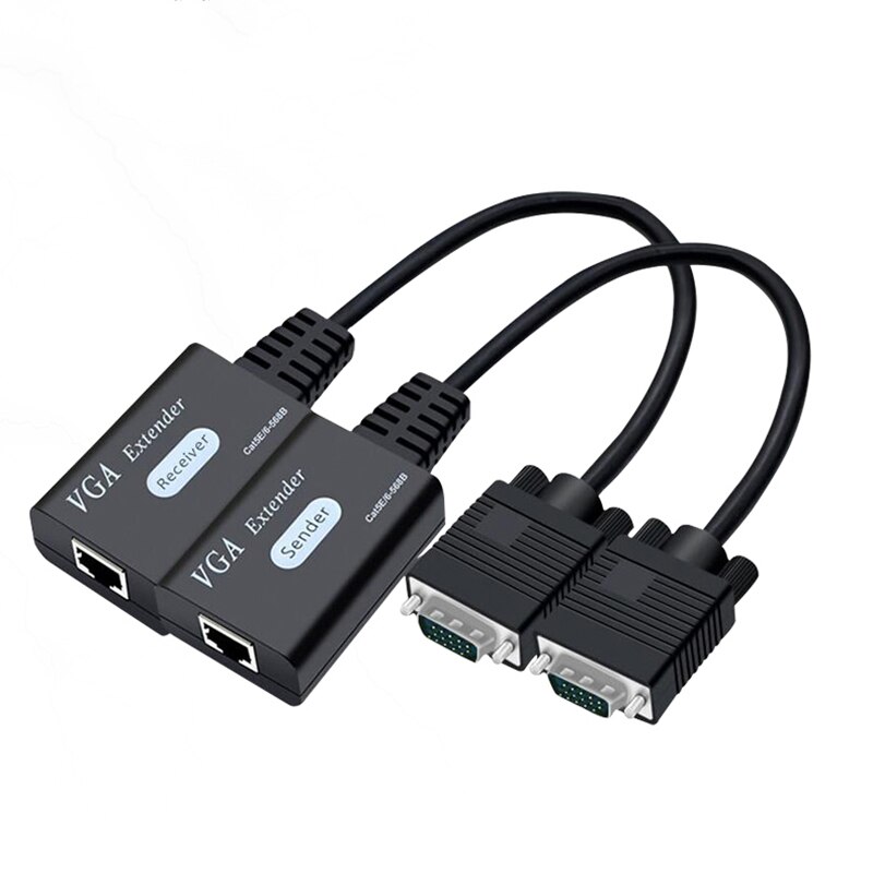 60M Vga Extender Over Ethernet Cat6/5 Kabel 30M Vga Naar RJ45 Extender Ontvanger Sender Adapter 1080P Voor Dvr Monitor Hdtv