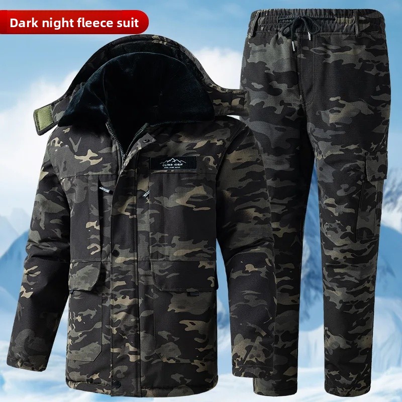 Vêtements de travail en polaire épaisse pour hommes, coupe-vent, imperméable, , en coton, ensemble gilet, combinaison de Protection du travail, automne et hiver: 30 / Violet