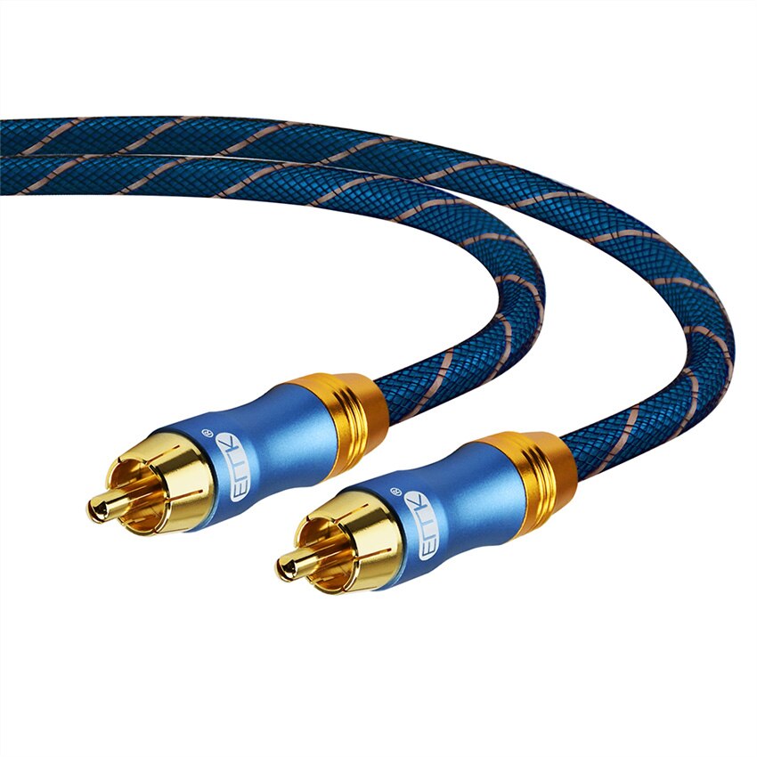 EMK RCA Cable Digital Coaxial Audio Cable Stereo Audio RCA to RCA Male Coaxial Cable Hifi Subwoofer Cable for DVD TV Speaker: Blue / 1m