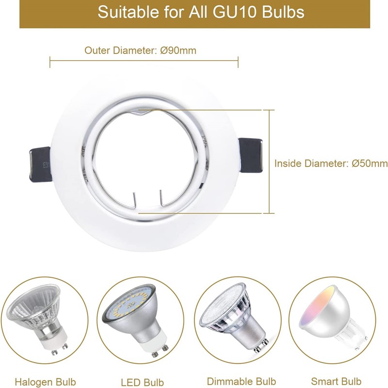 Lampada da incasso a soffitto a portato per faretto con cornice regolabile Sig16 GU10 Lampadina da incasso con ritaglio 70mm