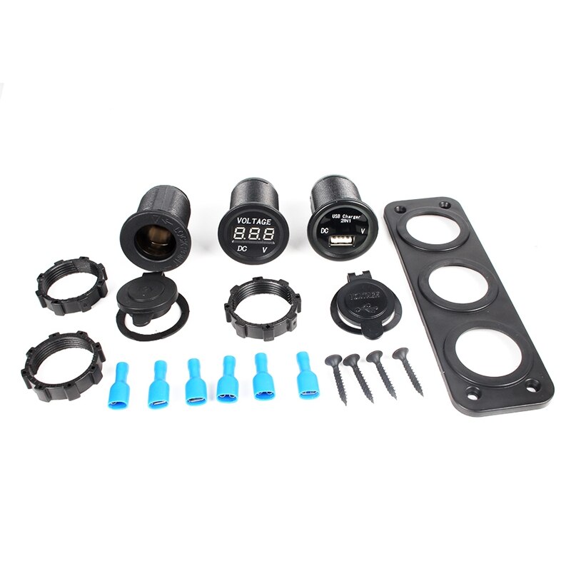 Dc 12v-24v usb-aansluitingen splitter 3 in 1 auto/boot/telefoon oplader digitale voltmeter painel digitale motoraansluiting auto sigarettenaansteker