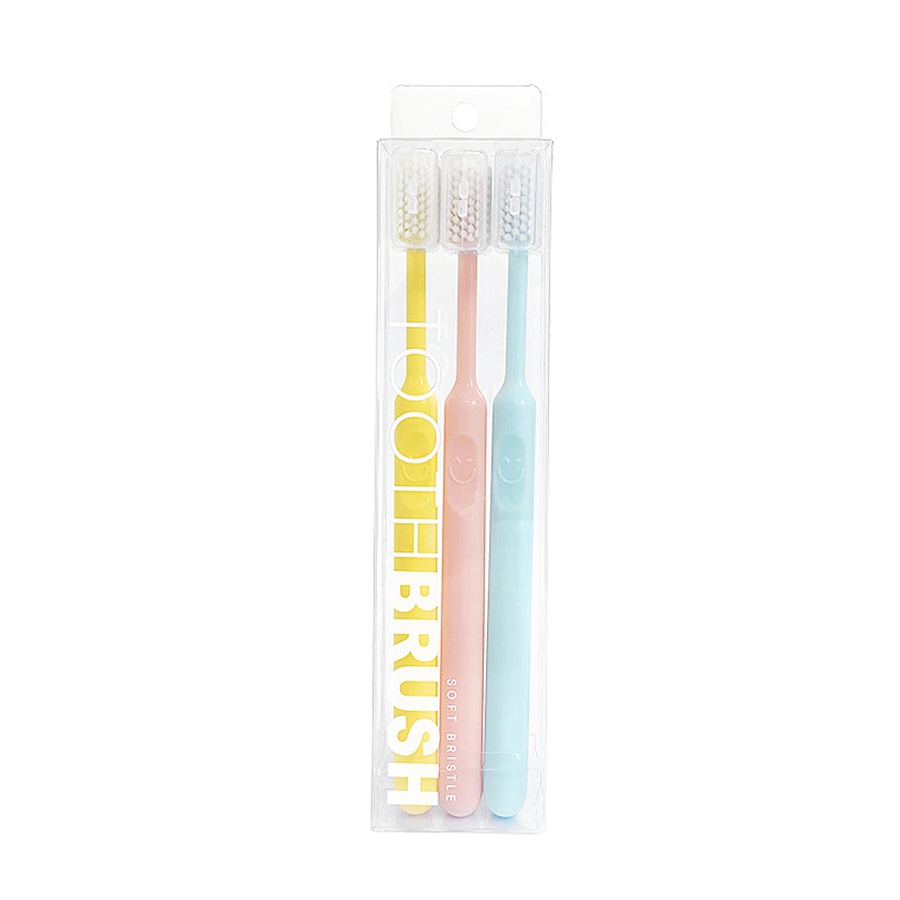 Nano brosse à dents à poils souples, salle de bain, antibactérien, super fin, hygiène buccale, manuel, 0.12mm, 3 pièces: Candy color series