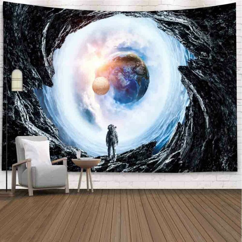 Tapiz de Tela con estampado de astronauta, manta de pared de galaxia psicodélica, Nasas espaciales, , decoración Bohemia