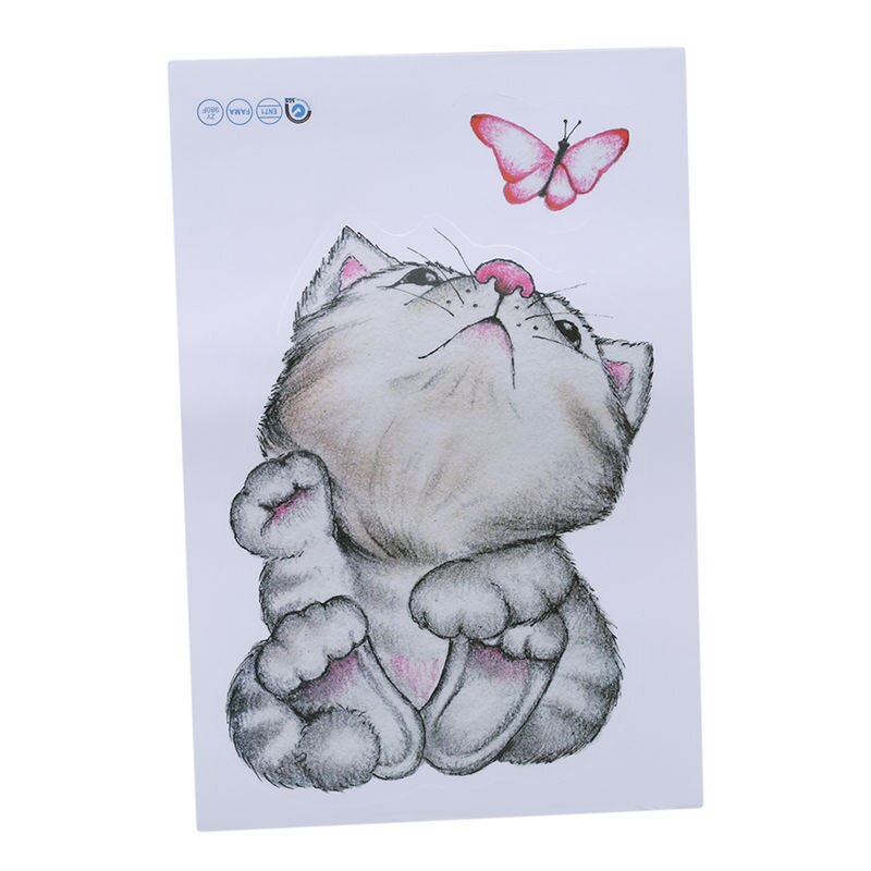 Mooie Kat Kitten Muurstickers Wc Stickers Deur Stickers Vlinder Badkamer Art Decals Home Decoratie Vensterglas: 04
