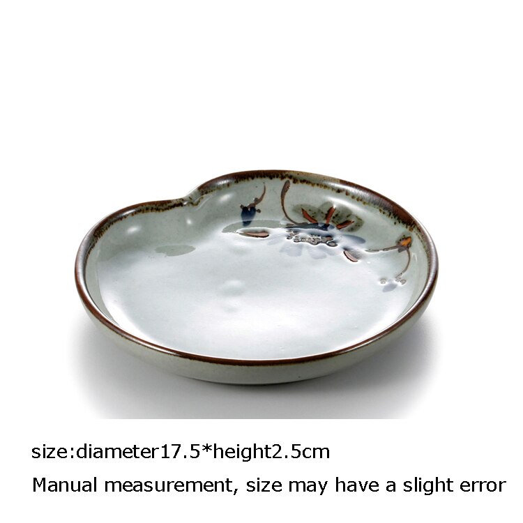 Japanse Stijl Keramische Plaat Hand Beschilderd Bloemmotief Spaghetti Omelet Plaat Schotel Thuis Vintage Servies Taart Ronde Schotel