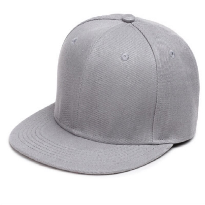 Gorra de béisbol lisa de color liso con visera plana de hip hop para niños gorra de béisbol en blanco gorra para el sol ajustable para niños y niñas: Gris