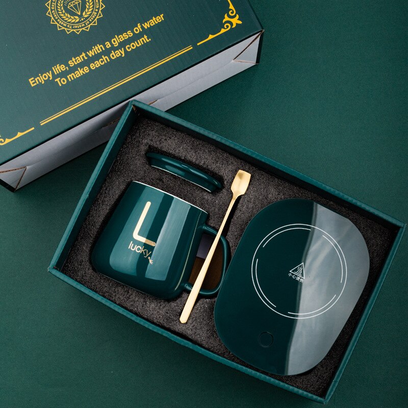 Warm Cup 55-degree heating Cup Milk Artifact Insulation Household Heater Milk Cup Automatic Constant Temperature Coaster ZM6: Gift box set